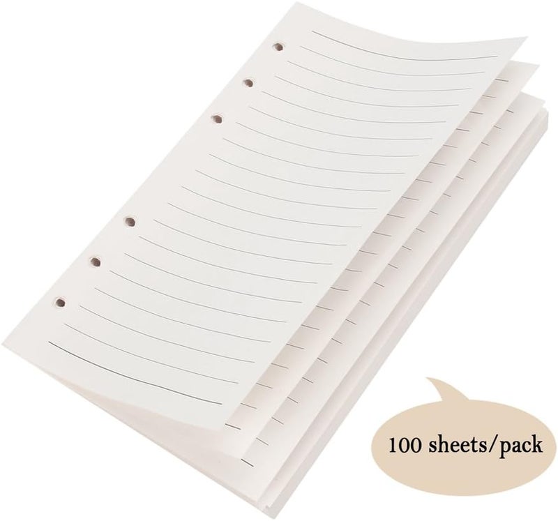 MaleDen A5 Refill Paper, Planner Inserts for A5 Binder Budget Planner Journals Notebook, 6 Ring Loose Leaf Lined Paper for No Bleeding Through, 160 Pages - Image 1